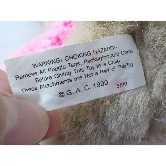 Vtg Beige Bunny with Pink Sweater Plush Toy Rabbit Stuffed 10" GAC 1999 Easter - Picture 5 of 6